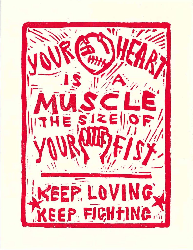 Original “Your Heart is a Muscle” graphic by justseeds.org